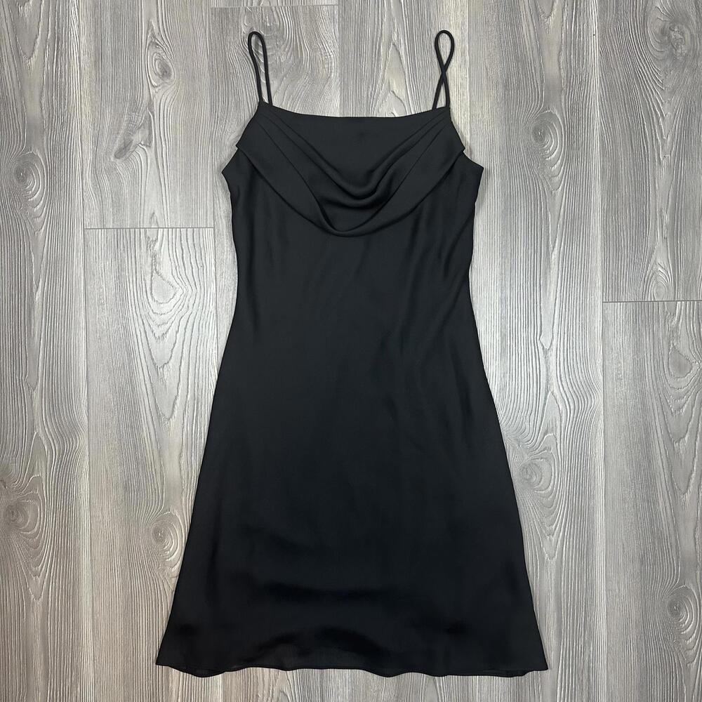 JUMP Black Vintage Minimalist‎ Draped Neck Slip Dress